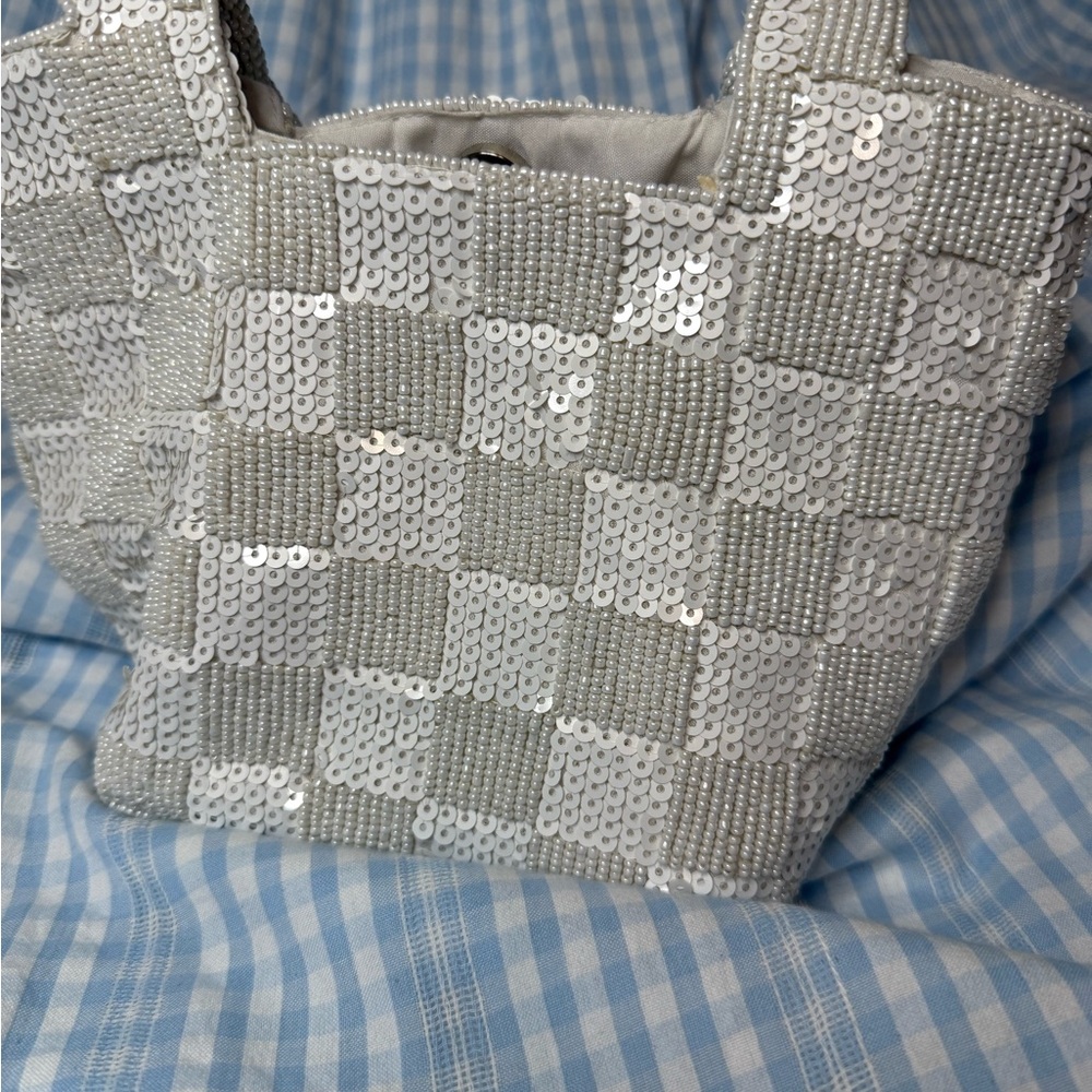 Elegant White Sequin Women's Bag